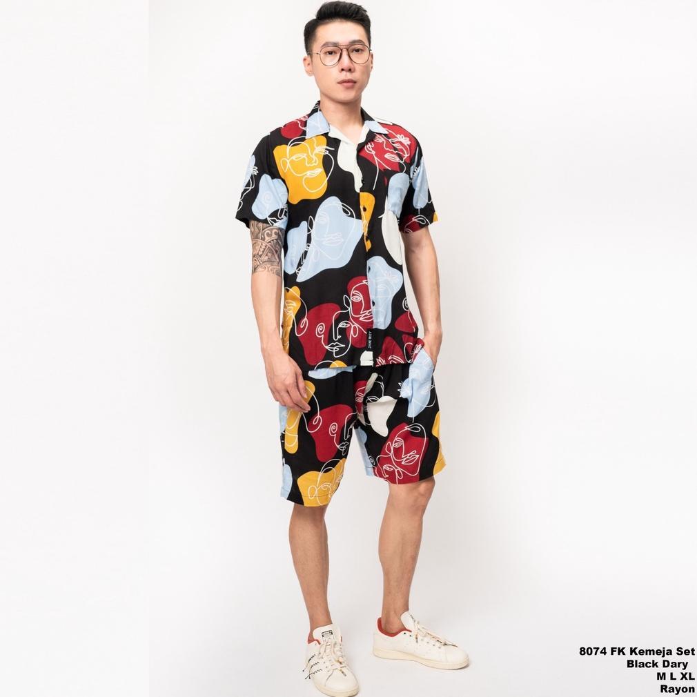 HOT PRODUCT Jane Frey Clothing Setelan Piyama Pria | Freypv 8074 Reguler Fit Set Motif M-XL Kemeja T