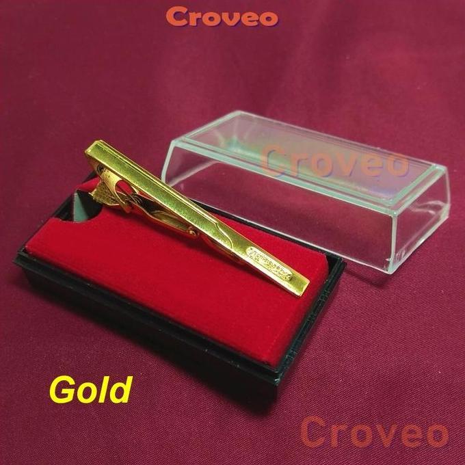 Penjepit Dasi GOLD Klip Import Garis jepitan EMAS Slim Standard Panjang Clip Jepit KUNING Pernikahan