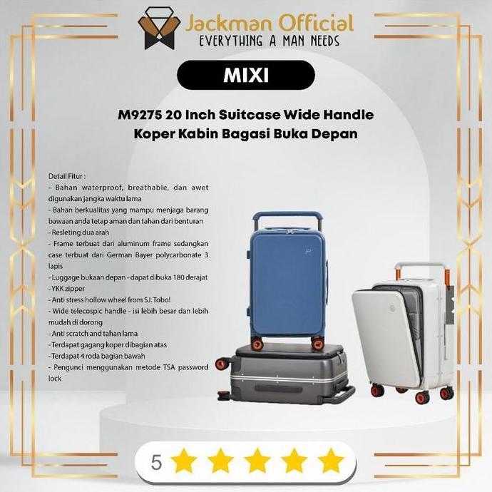 Murah Mixi M9275 20 Inch Suitcase Wide Handle Koper Kabin Bagasi Buka Depan