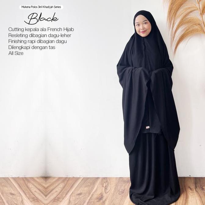 Grosir [3In1] Mukena Polos French Hijab Umroh Haji Khadijah Series Malay By Reyscarf Bahan Rayon Twi