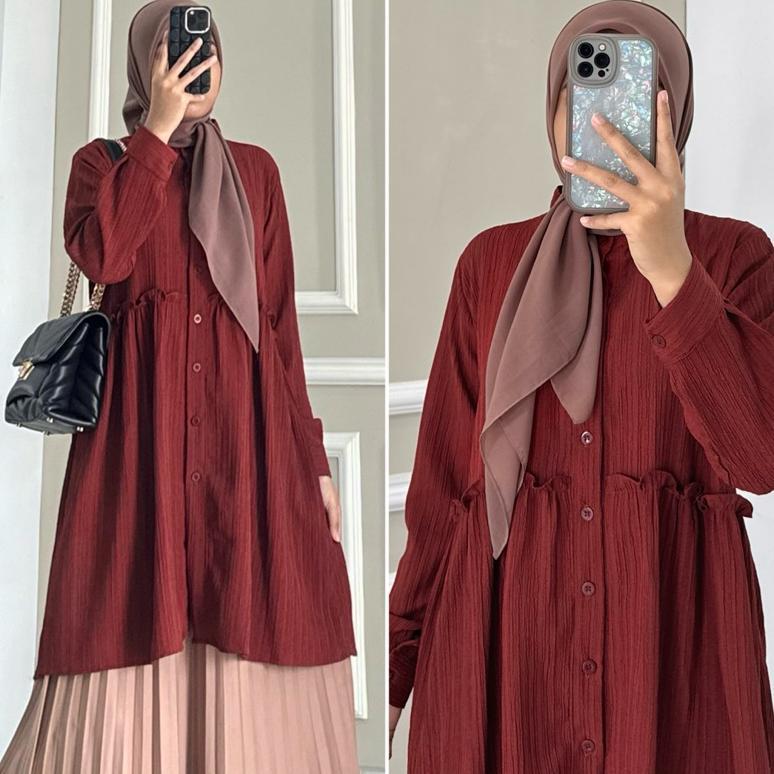 original amina tunik by zalfa outfit / baju atasan wanita muslim tunik basic polos lady crush premiu