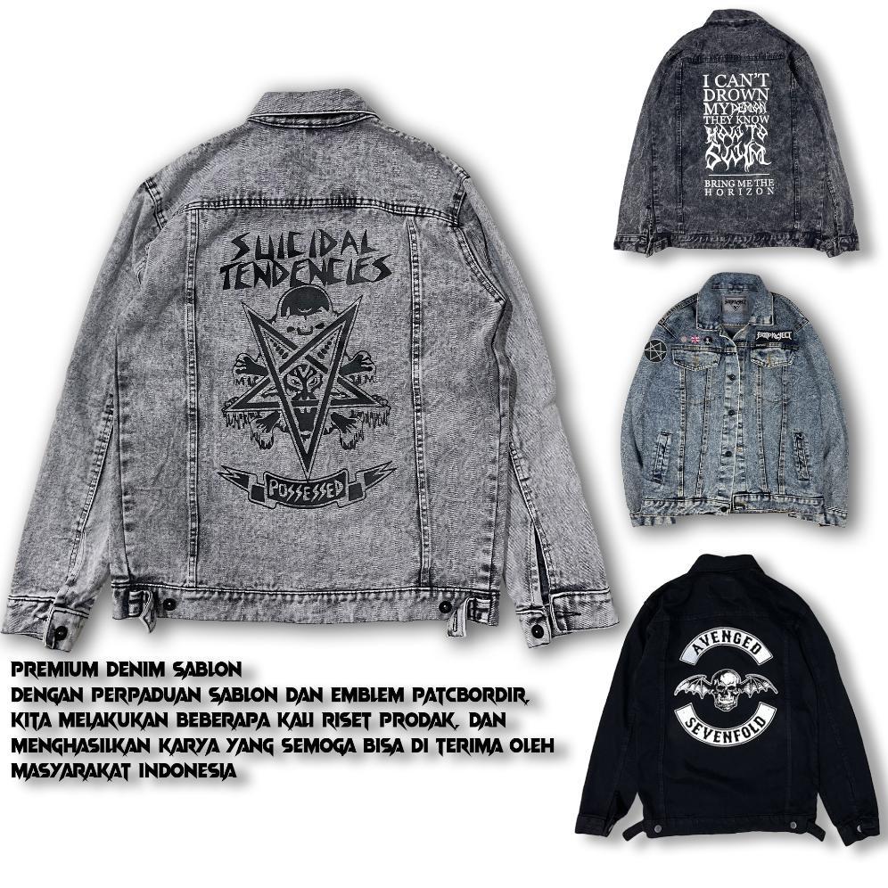 Garansi Jaket Jeans Sablon Kolaborasi Dengan Bordir Motif Band Bring Me The Horizon Yang Menghasilka
