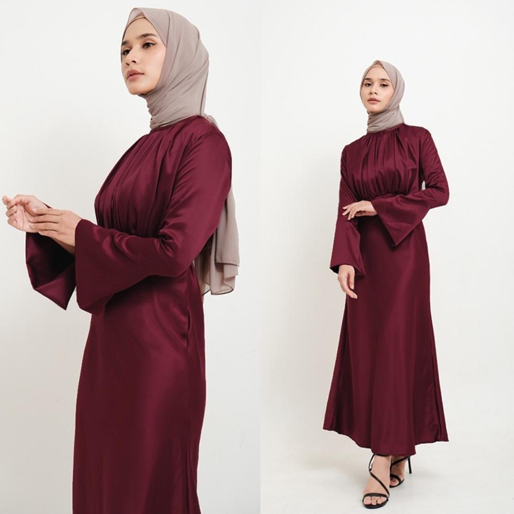 TERBARU ALESHA DRESS | GAMIS KONDANGAN ELEGAN | DRESS SATIN POLOS | GAMIS WANITA DEWASA KOREAN STYLE