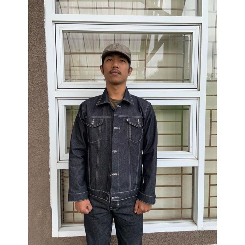 EXCLUSIVE JAKET DENIM 14OZ - JAKET JEANS PRIA - JAKET DENIM TRUCKER - RAW DENIM