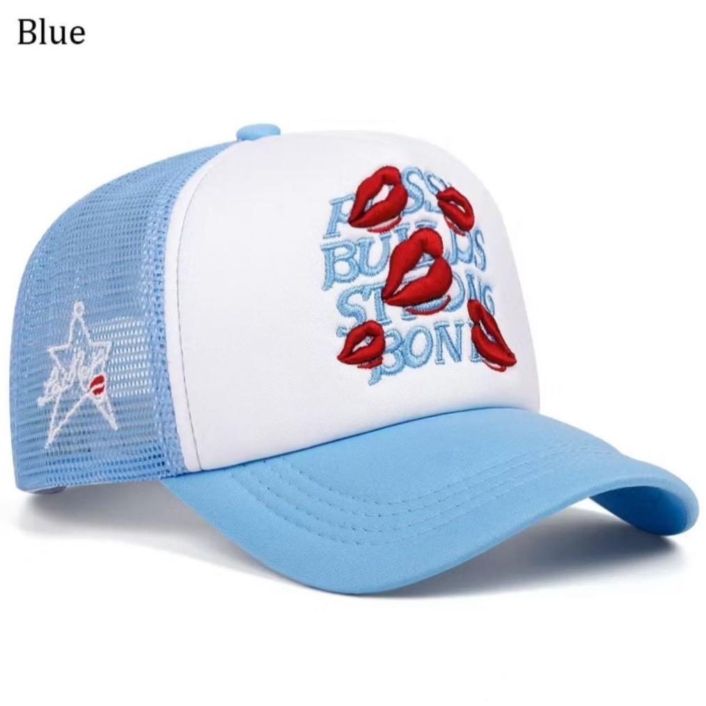 TERBARU TERMURAH Topi trucker original red lips embroidery baseball fashion summer net cap hat topi 