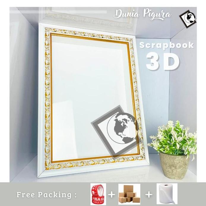 [MOTIF] Bingkai Mahar 3D Scrapbook A4 (21 x 30 cm) Variasi Ukir - Kedalaman 2,5cm, 3cm & 4,5cm - Den