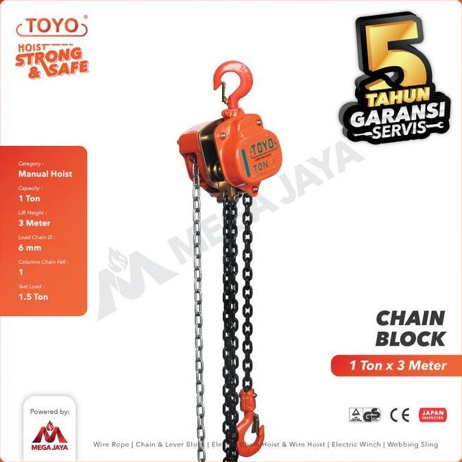 Chain Block / Takel 1 Ton x 3 Meter TOYO