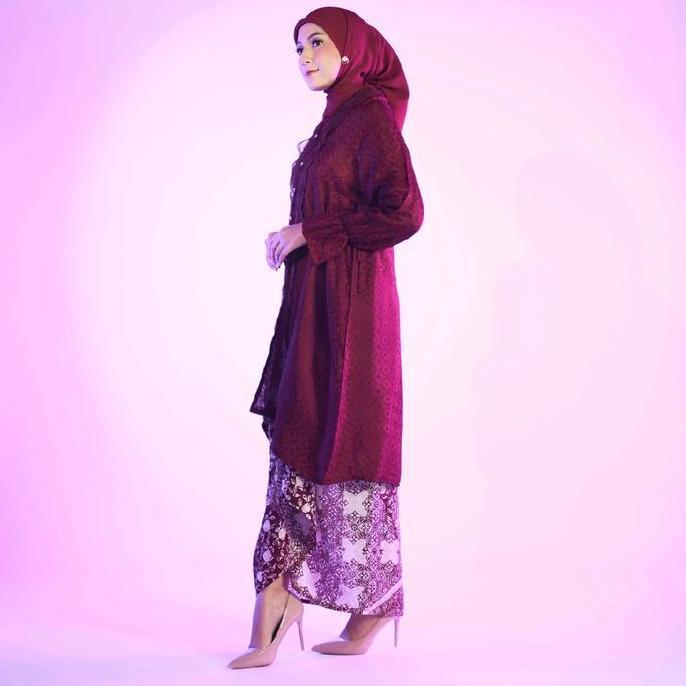 Kaluna tunik kebaya batik viscose modern, atasan kebaya polos rok lilit batik Wisuda remaja style ko