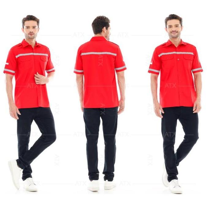 Wearpack Safety Baju Kerja Lapangan Lengan Pendek Merk ATX Merah