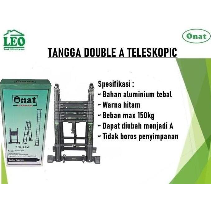 Tangga Double A teleskopik telescopic 2,8 x 2,8 5,6 M ladder ONAT