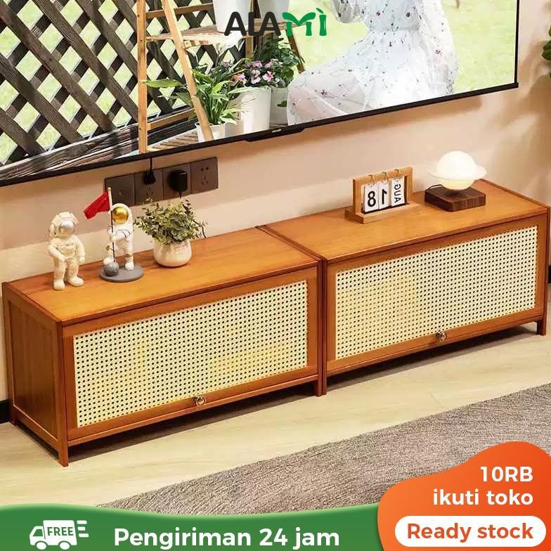 Alami Meja Tv Minimalis Modern Jati Rak Tv Lemari Kayu Rotan Terbaru Aesthetic
