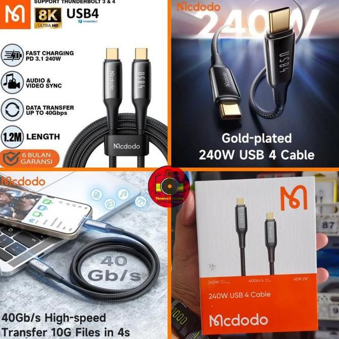 BEBAS ONGKIR - Mcdodo C to C 240W CA-2990 Kabel Data Thunderbolt 4 PD3.1 Type-C 8K
