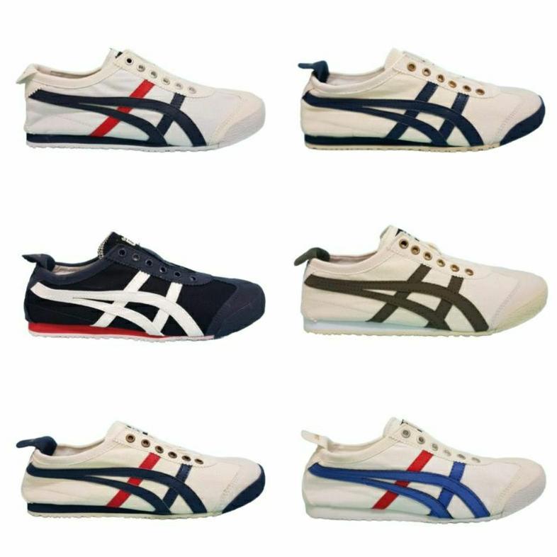 Recommended Sepatu Onit Slip On Tanpa Tali Cream Navy Merah Bahan Canvas Unisex Pria Wanita