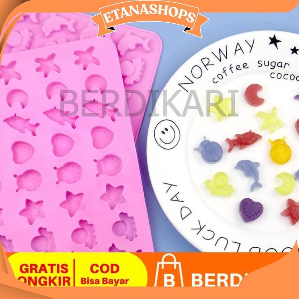 Berdikari Isi 32 Cetakan Puding Kue Coklat Gummy Jelly Permen Yupi Agar Nugget Fondant Silikon Motif