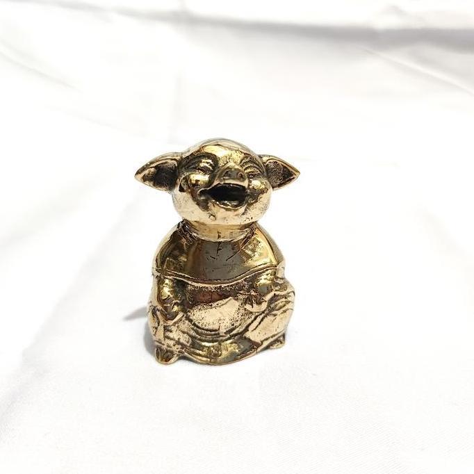 NEW patung babi emas shio logam kuningan 6cm
