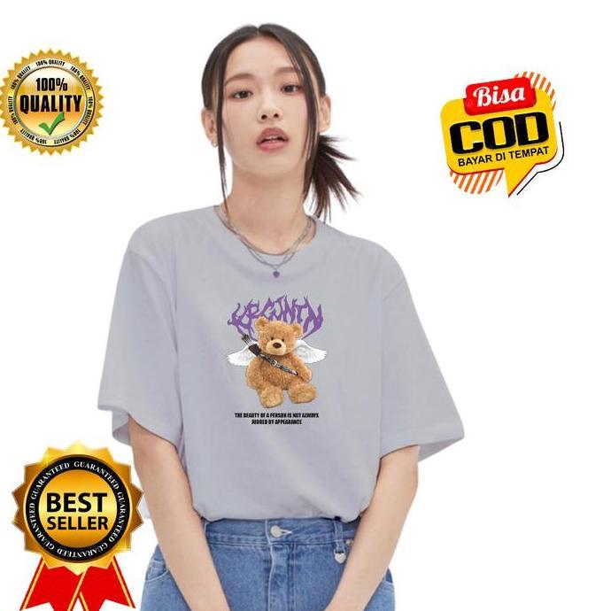 Kaos Lengan Pendek Wanita Bear Sayap Kaos Atasan Cewek Dewasa Sablon Dtf
