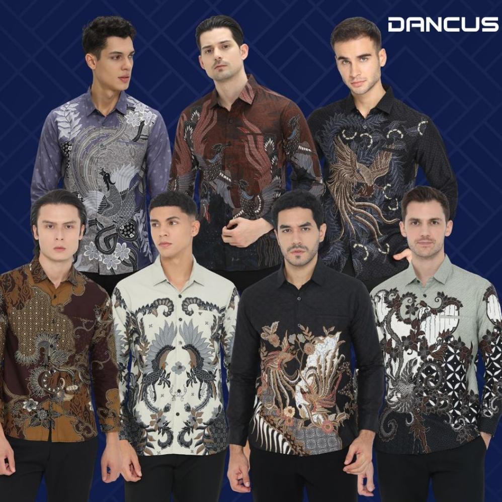 Dancus Kemeja Batik Pria Atasan Batik Modern Baju Batik Lengan Panjang Pria