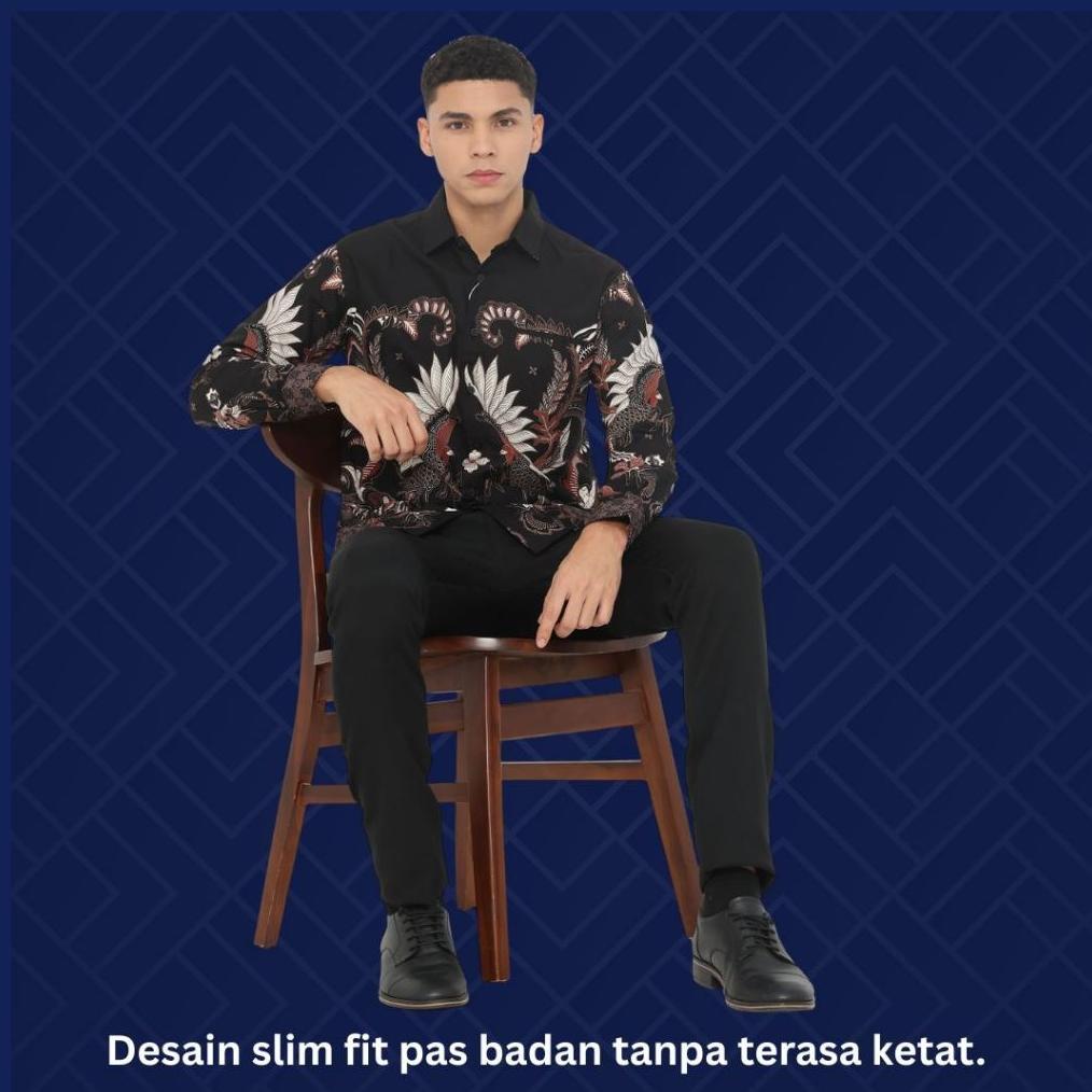Dancus Kemeja Batik Pria Atasan Batik Modern Baju Batik Lengan Panjang Pria