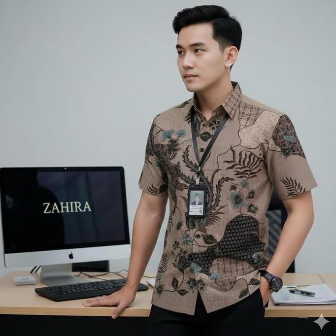 MURAH LEBAY Batik Zahira 100 4 Baju Kemeja Batik Lengan Pendek Pekalongan Baju Motif Pria Seragam De