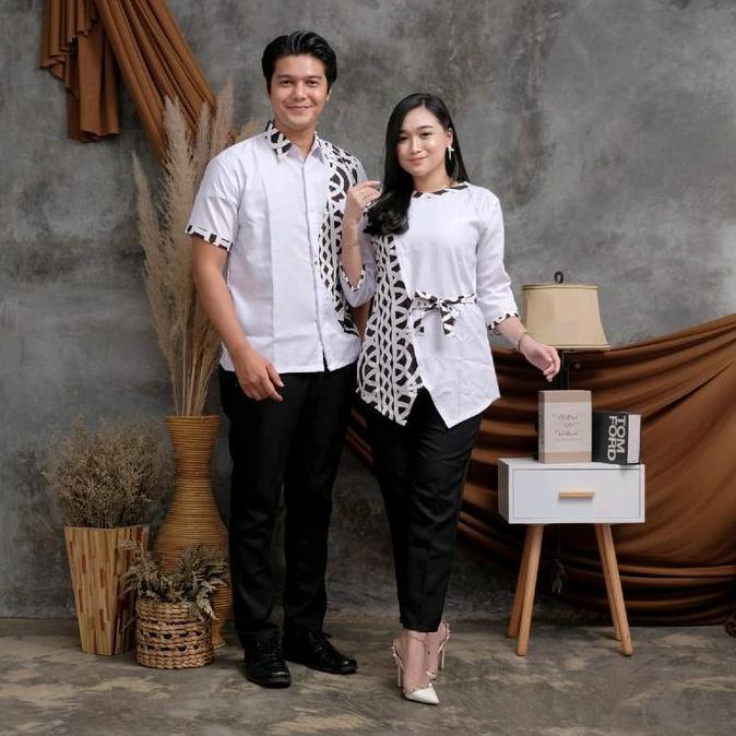 TAMPIL MODIS  Baju pasangan pria & wanita kombinasi batik baju Atasan baju couple TAMPIL MODIS 