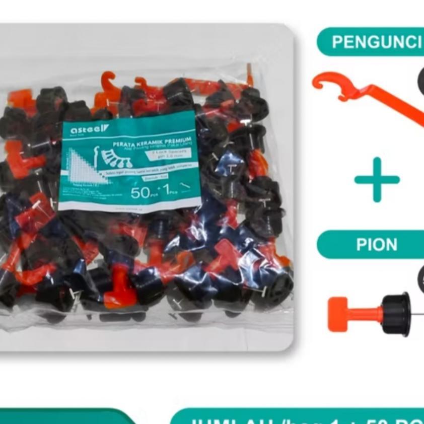 Perata Keramik Asteel 1Mm Tile Laveling Sistem Isi 50Pcs - Alat Perata Pasang Keramik