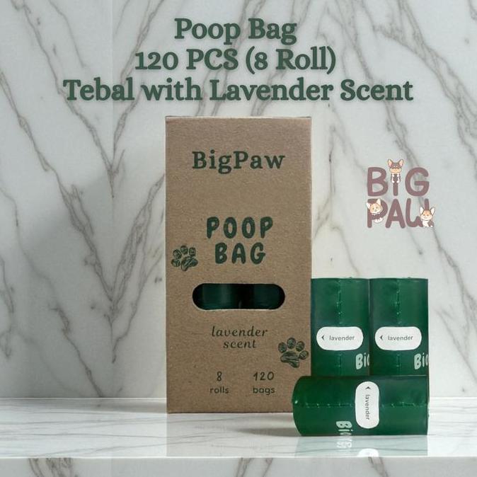 BigPaw Poop Bag Thick Tebal Lavender Scent 120 pcs | 8 roll | Anabul Poop Bag | Plastik Diaper | Pla