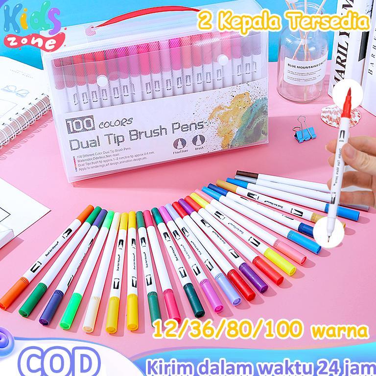 Acrylic Marker Dual Head Watercolor Drawing Pen 12/36/80/100 Quick-Drying Spidol Akrilik/Set Marker 