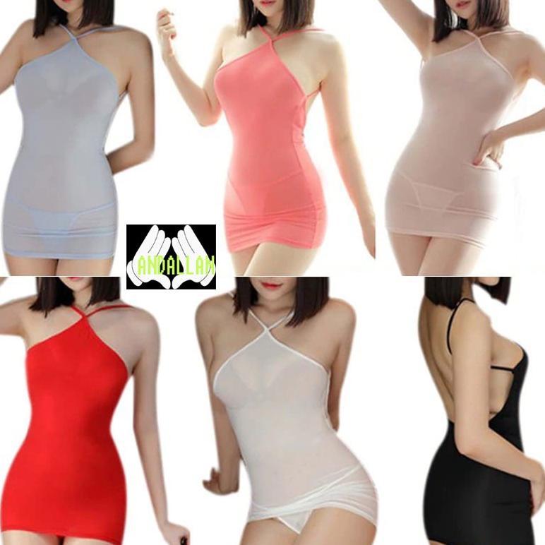 hot deals korean dress bodycon tali punggung terbuka baju dress pensil slim wanita korea gaun ketat 