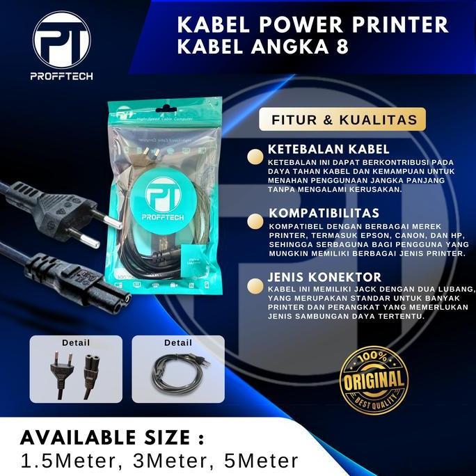 Riempitivo- Kabel Power Printer 3 Meter. Kabel Angka 8. Sni