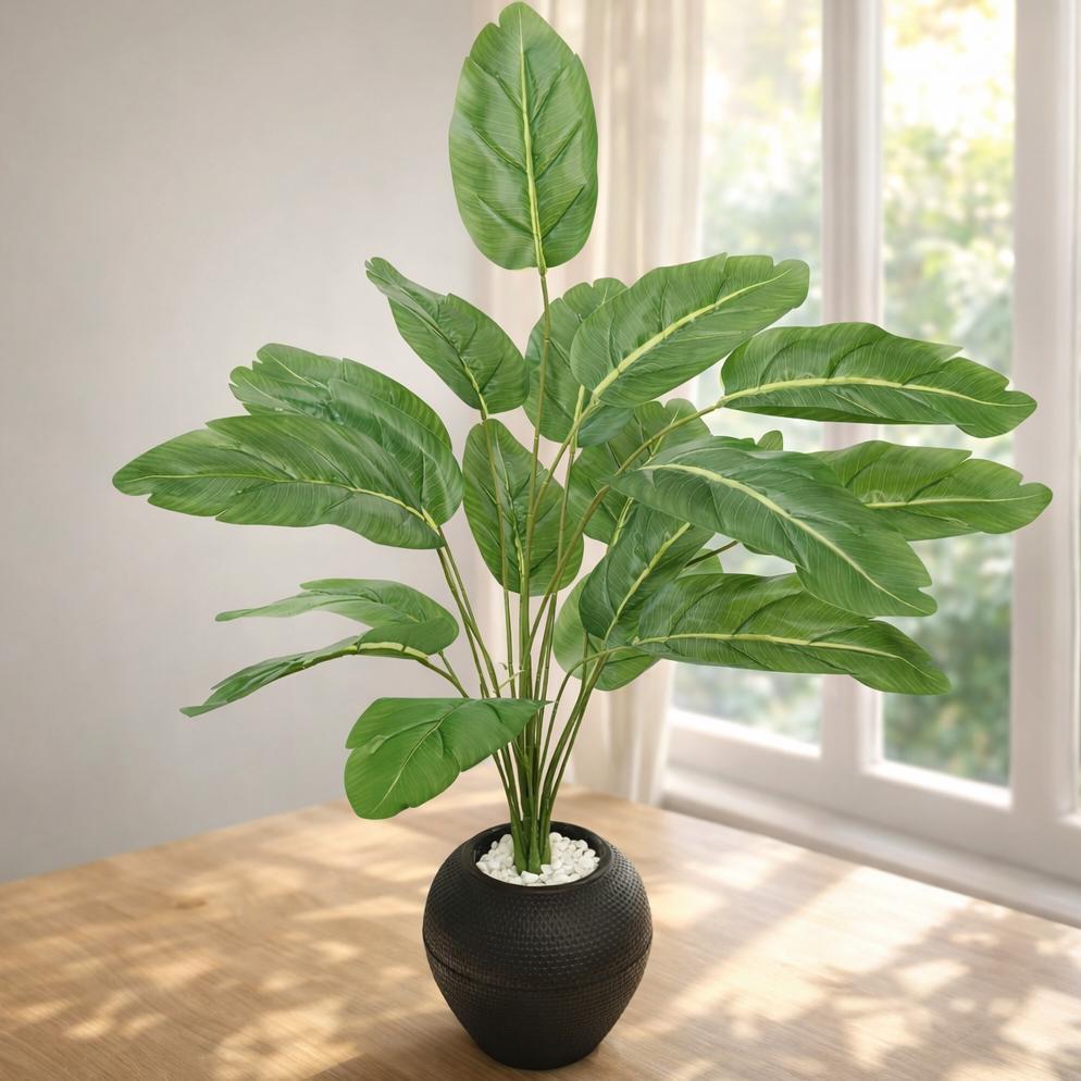 1 Set Tanaman Hias Artificial Monstera Pot Hitam Tanaman Plastik Besar Dekorasi Rumah Ruang Tamu Min