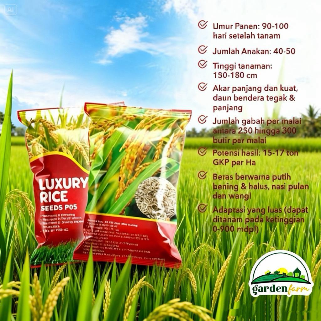 Gardenfarm - Benih Padi P05 (2Kg) - Bibit Padi Unggul - Bibit Padi Sawah - Benih Padi Premium - Bibi