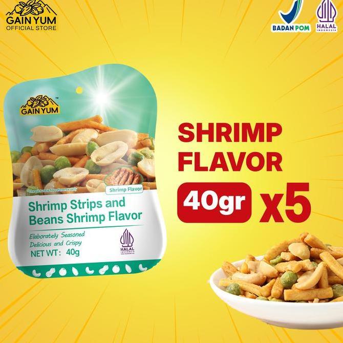 Barudatanglagi- Gain Yum - Kuaci Kupas Kacang Koro Telur Kepiting Kacang Polong Stik Udang 40 G