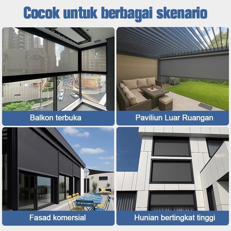 Roller Blind Outdoor Kekuatan Tinggi Tirai Gulung Outdoor Tahan Hujan Tirai Outdoor Anti Air