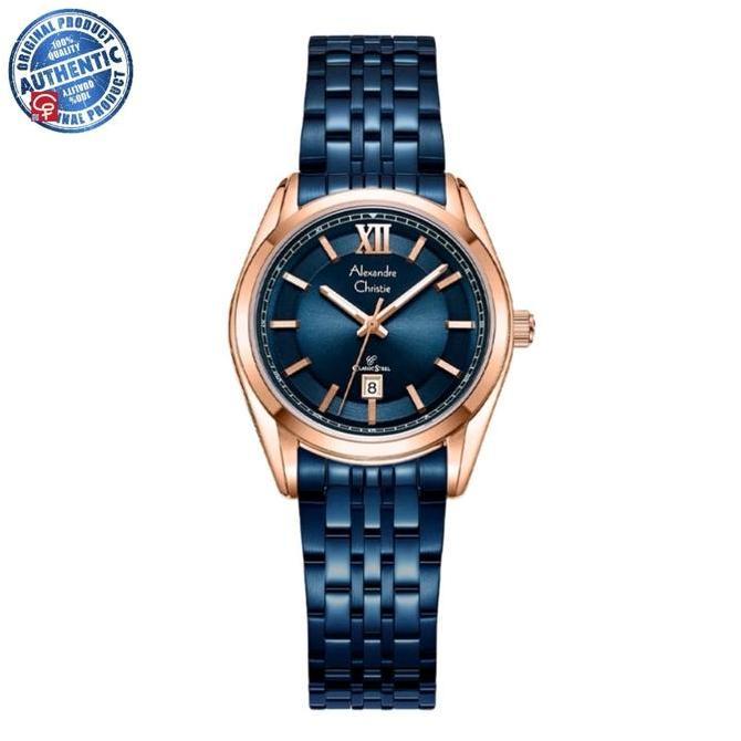 JAM TANGAN WANITA ALEXANDRE CHRISTIE AC8690 AC 8690 LD BLUE ROSEGOLD