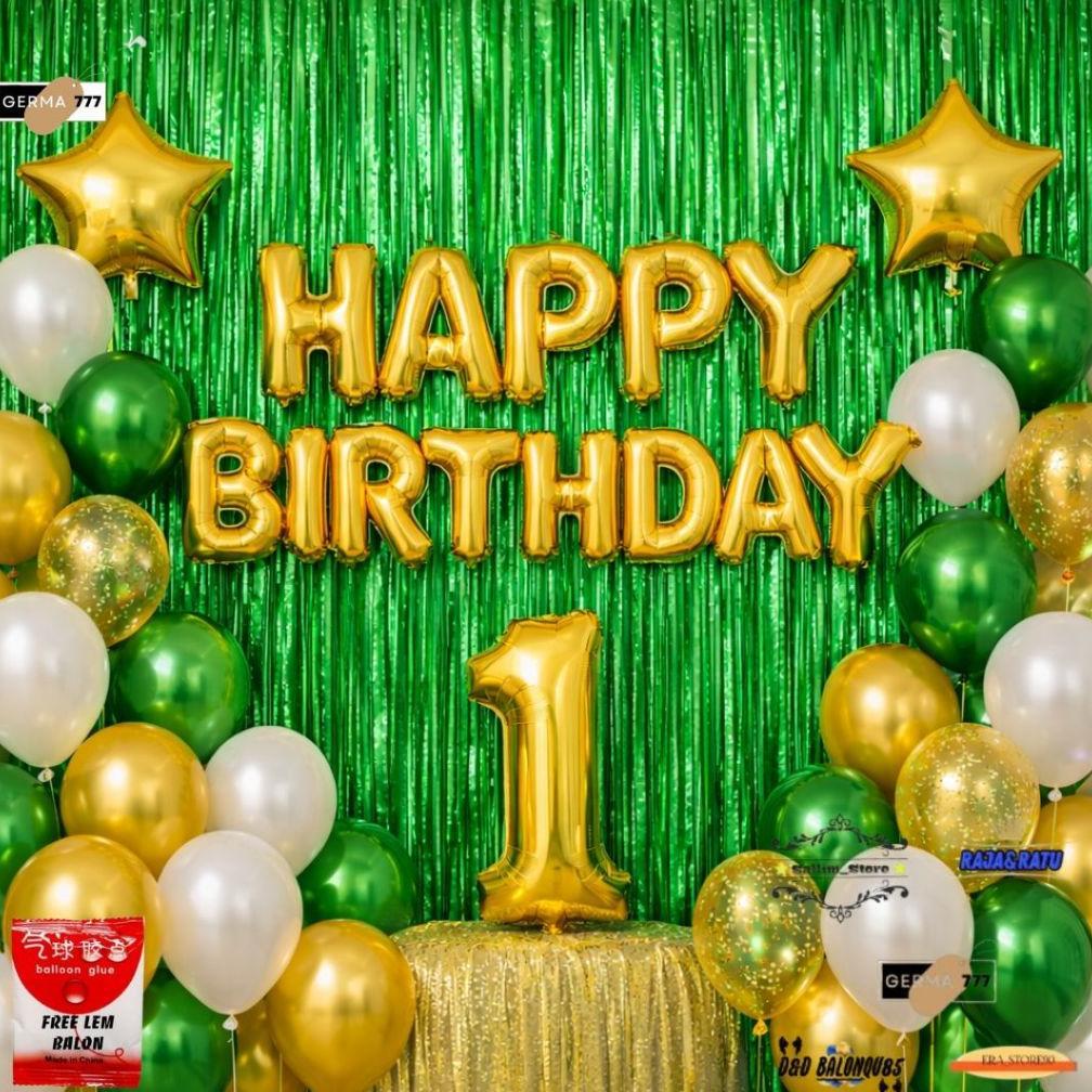 Paket 30Pcs Balon Pastel Ulang Tahun Anak Balon Set Happy Birthday Gold Balon Hitam Putih Gold Hemat