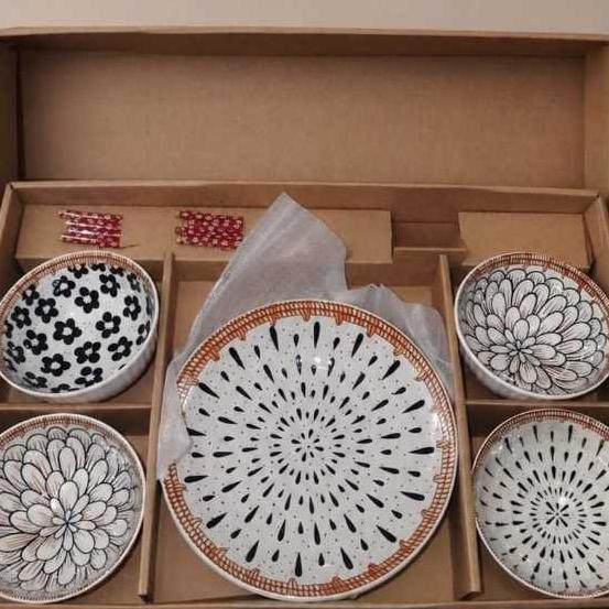 Set Mangkok Japanese Cowhide Style / Japanese Bowl Piring Hampers Box/ Hampers Lebaran