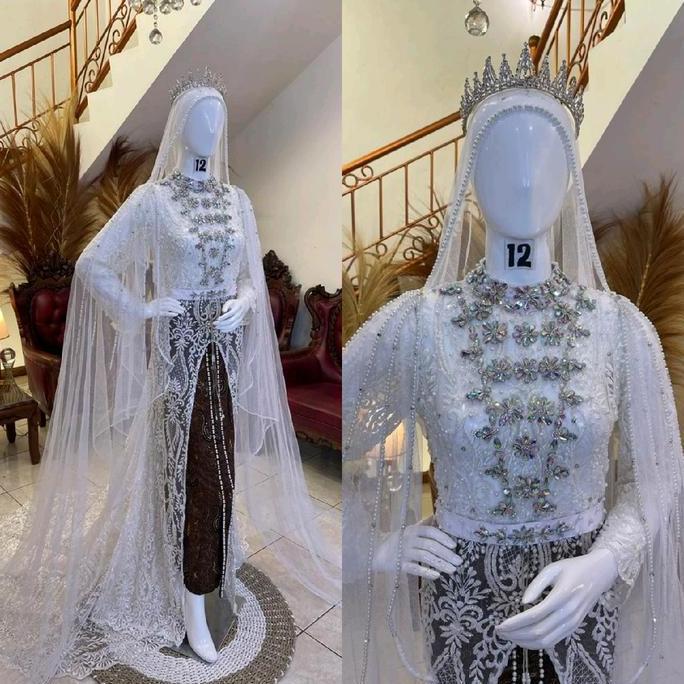 kebaya akad nikah pengantin ekor panjang