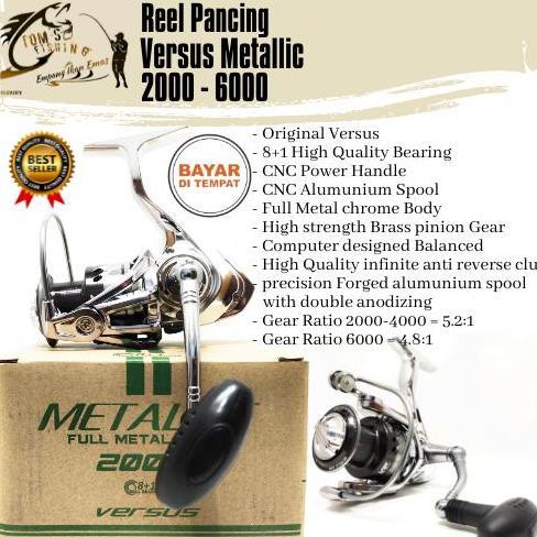 REEL PANCING VERSUS METALLIC 2000-6000 (8+1BEARING) POWER HANDLE, BODY METAL MURAH - TOMS FISHING FD