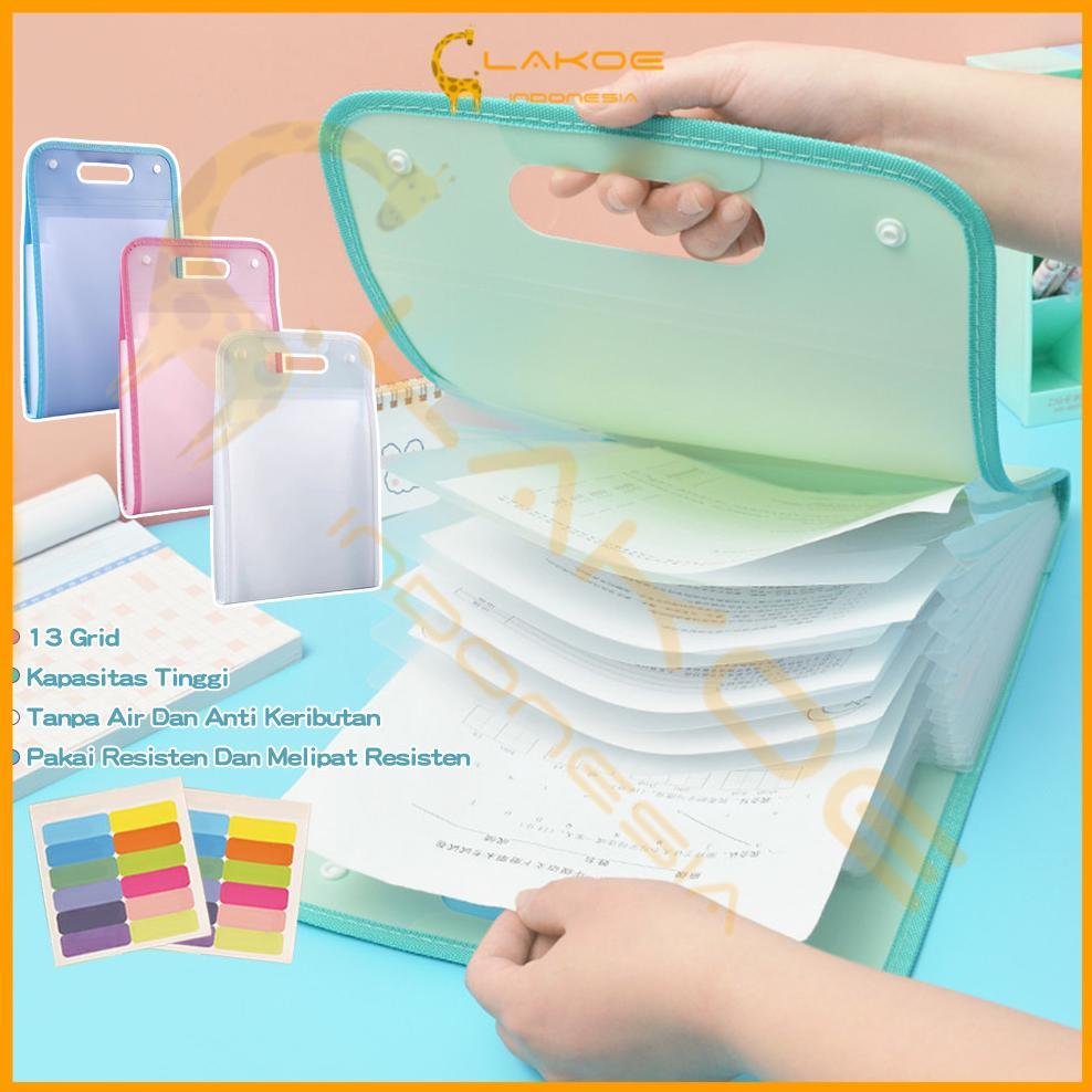 Lakoe Tas File Handle Transparan File 13 Sekat A4 Map Tas Dokumen Folder Map