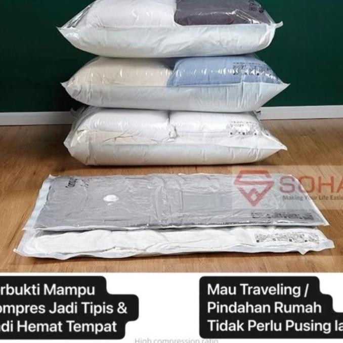 Lansungkirim- Vb-08 Plastik Vacum Baju Sprei Bedcover Selimut Plastik Vacumm Bag