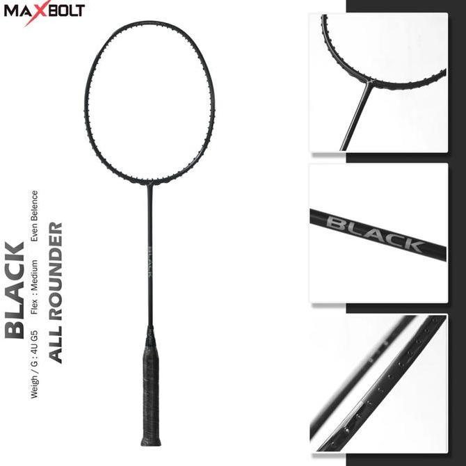 Promo Raket Maxbolt Black All Rounder 4U G5 Original | Max Tension 35Lbs | Even Balance | Medium Fle