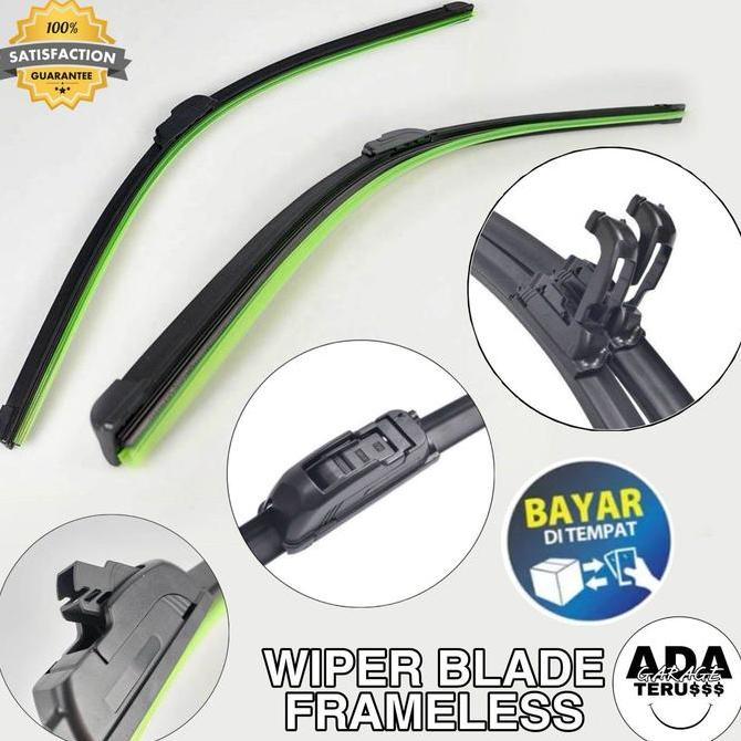 WIPER BLADE FRAMELESS MOBIL HYUNDAI GETZ SEPASANG UKURAN 22" - 14" FULL KARET ANTI BARET PEMBERSIH K