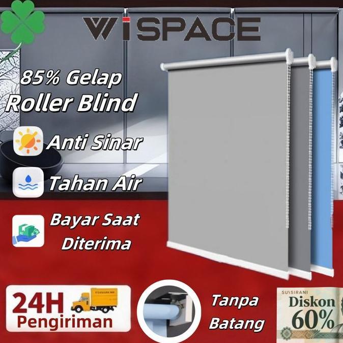 WISPACE Roller Blinds Gorden Minimalis Point 85%Dimout Dapur&Kantor Hiasan Dinding Ruang Tamu Tanpa 