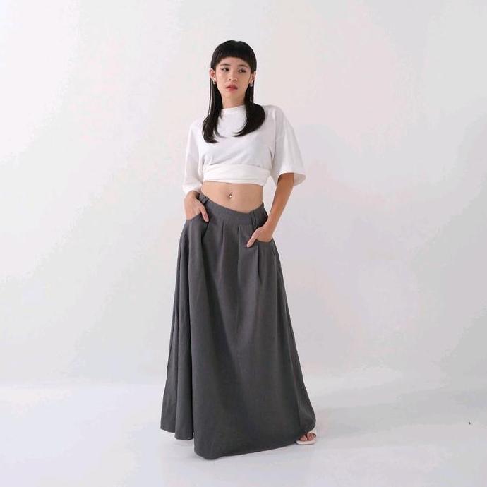Rok Flare Katun Tebal Polos Panjang Premium TS