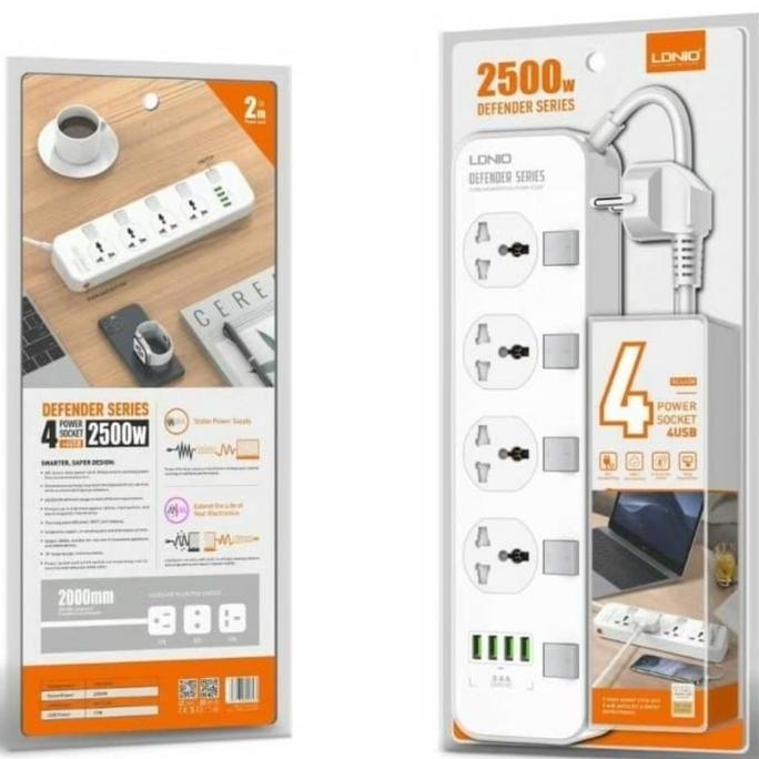 NEW LDNIO SC4408 UNIVERSAL POWER SOCKET 4 USB PORT ORI