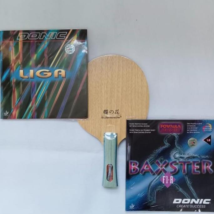 Bat Pingpong Carbon Plus karet Donic dan Bintik serang Set