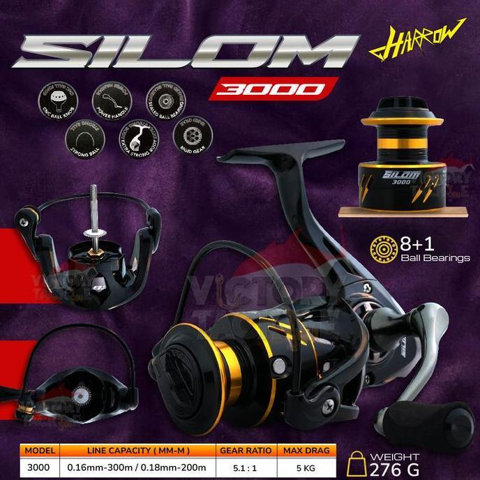 TERMURAH - REEL PANCING HARROW SILOM POWER HANDLE METAL BODY 3000 4000 5000 6000 Ikan Jig Lure Manci