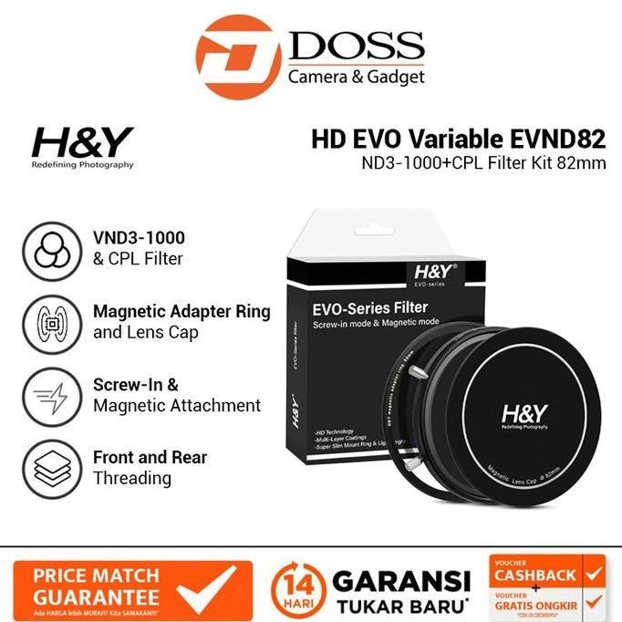 BEBAS ONGKIR - H&Y HD EVO Variable ND3-1000+CPL Filter Kit 82mm EVND82