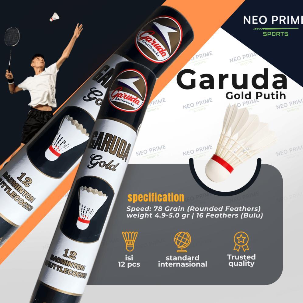 PROMO Shuttlecock Badminton Garuda Gold Putih Kok Bulutangkis 1 Slop isi 12 Bola Bulu Angsa 2026