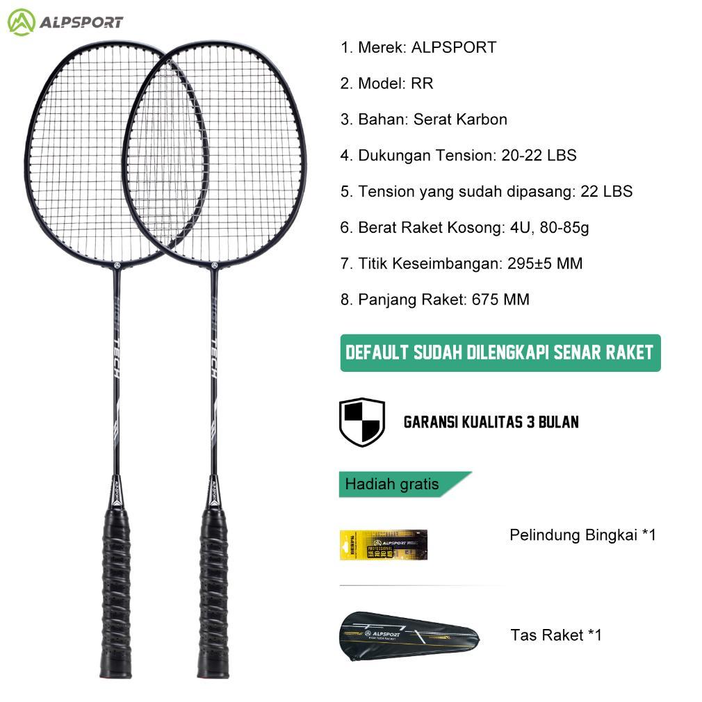 best seller alpsport rr 2raket + tas 4u g5 100% serat karbon penuh desain asli 22-28lbs t800 raket b